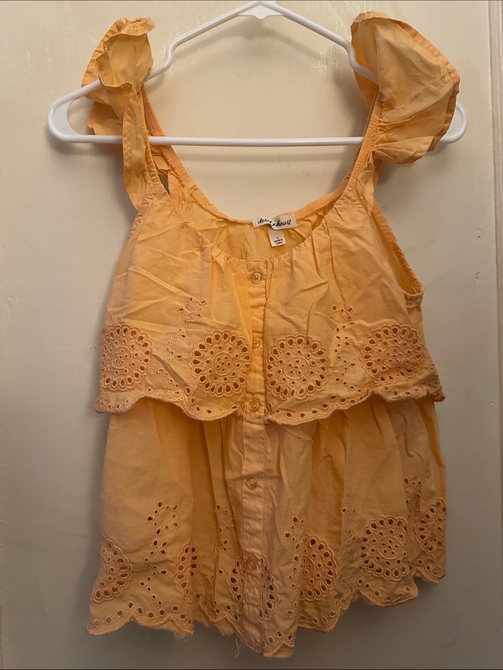 Derek Heart Peach Eyelet Ruffle Tank